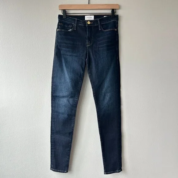 FRAME Le Skinny de Jeanne Dark Wash Denim Skinny Jeans Women’s Size 26 - Picture 2 of 11